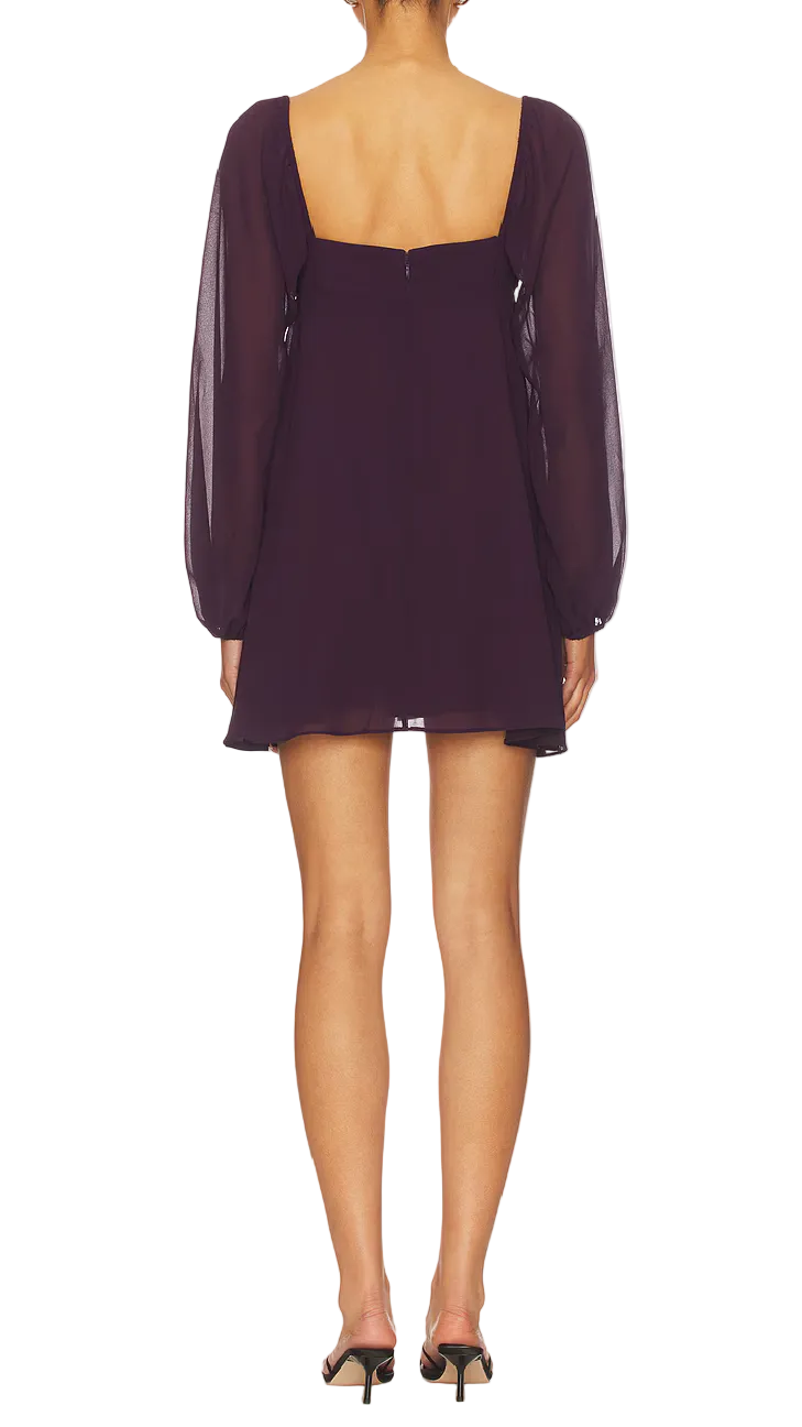 Amanda Uprichard Carrie Chiffon Sheer Sleeve Mini Dress