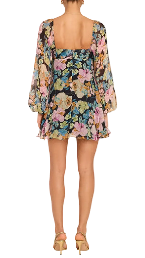 Amanda Uprichard Carrie Chiffon Sheer Sleeve Mini Dress