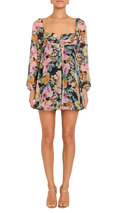 Amanda Uprichard Carrie Chiffon Sheer Sleeve Mini Dress Multicolor