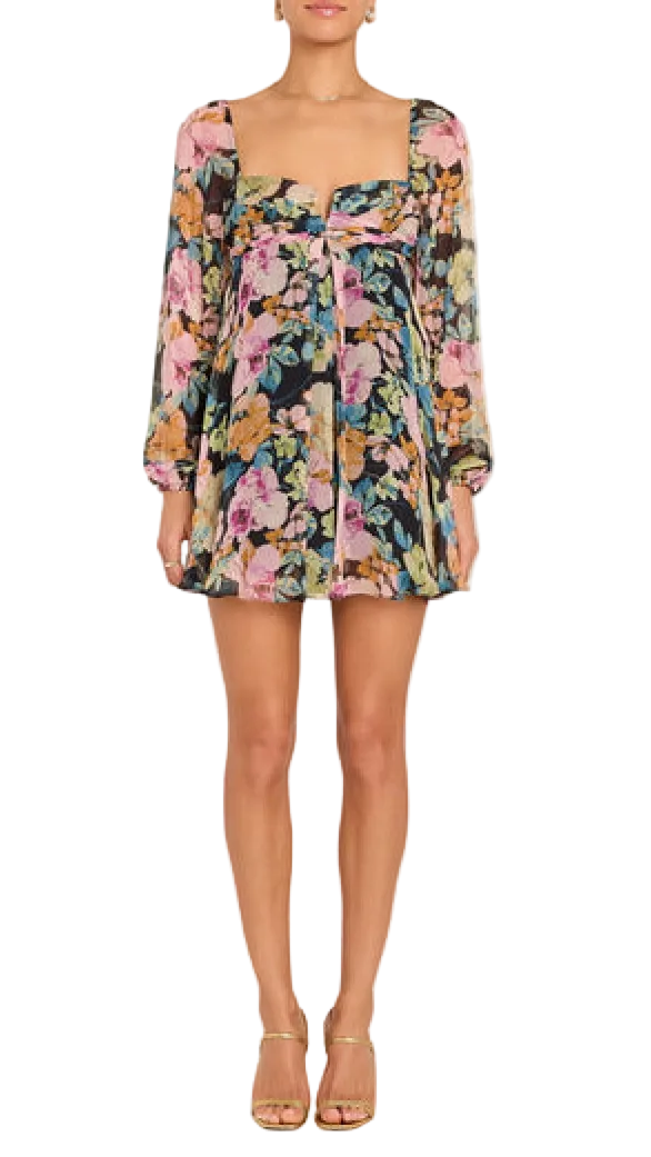 Amanda Uprichard Carrie Chiffon Sheer Sleeve Mini Dress