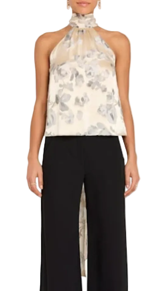 Amanda Uprichard Fontana Floral Draped Halter Top