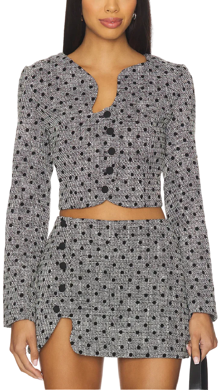 Amanda Uprichard Puzzle Polka Dot Cropped Jacket