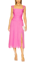 Amanda Uprichard Reine Ruched Pleated Midi Dress