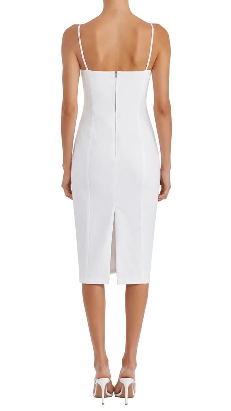 Amanda Uprichard Rocco Spaghetti Strap Fitted Midi Dress