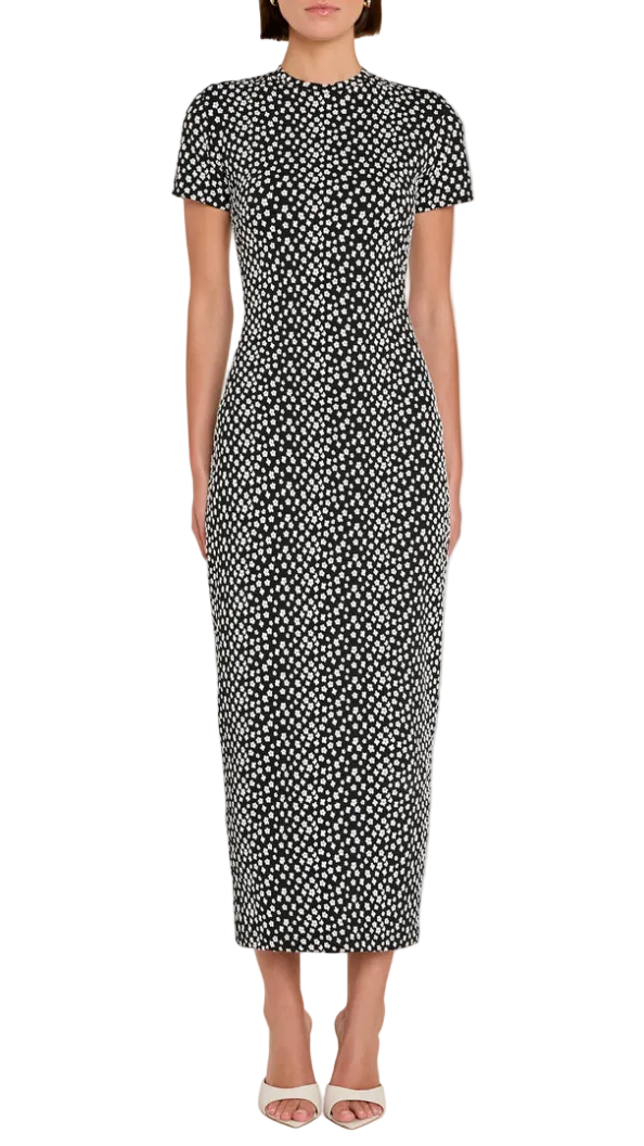 Amanda Uprichard Rosaria Floral Stretch Short Sleeve Maxi Dress
