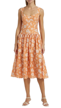 Amanda Uprichard Abernathy Floral Sweetheart Fit & Flare Midi Dress Orange
