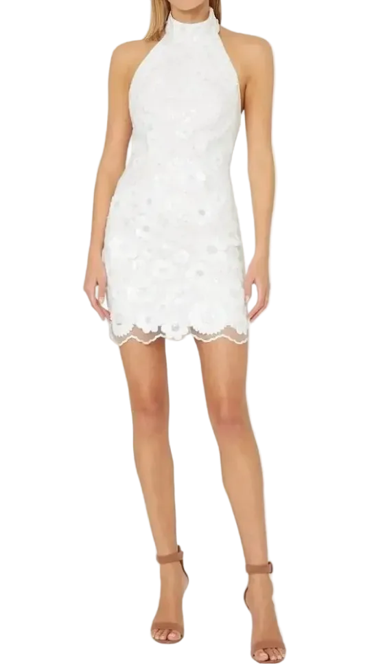 Milly Katelynn Floral Cascading Sequin Mini Dress