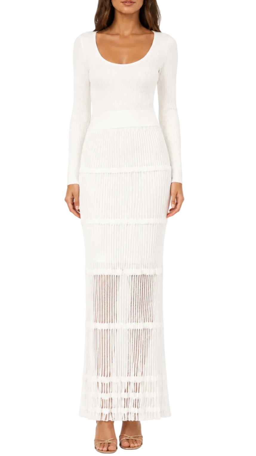 Milly Sheer Knit Fit & Flare Midi Dress