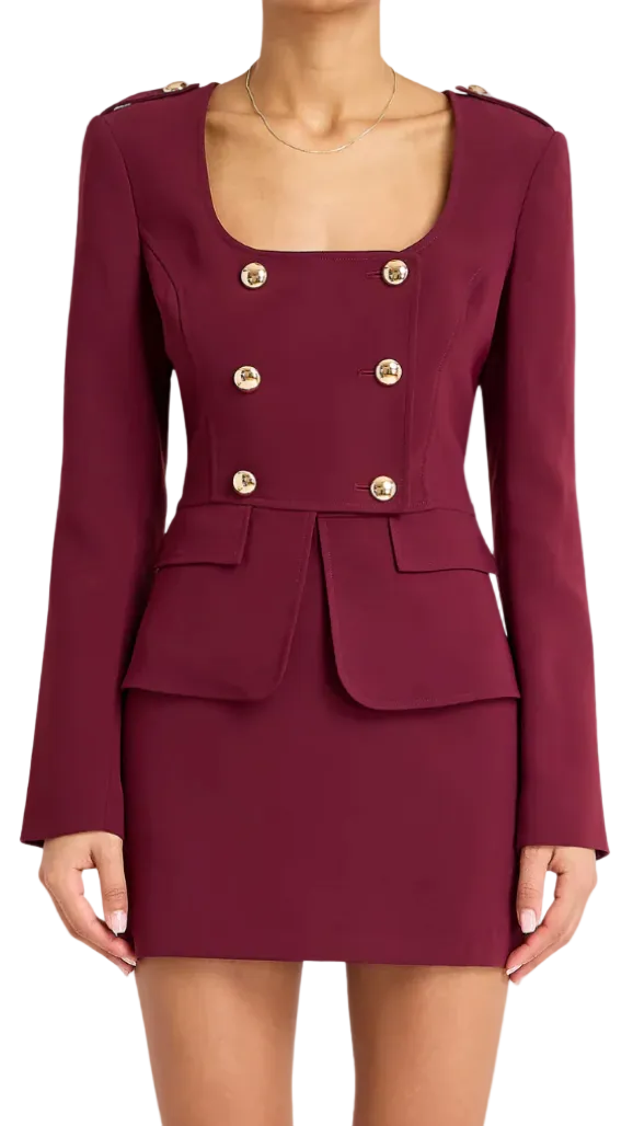 Amanda Uprichard Tompkins Gold Button Long Sleeve Mini Dress