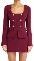 Amanda Uprichard Tompkins Gold Button Long Sleeve Mini Dress