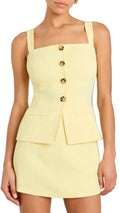 Amanda Uprichard Travis Button-Front Tailored Mini Skort Romper