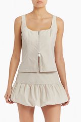Amanda Uprichard Violet Acetate Zip Sleeveless Top