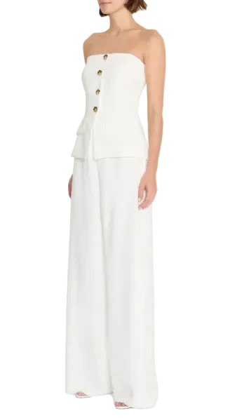 Amanda Uprichard Yadira Strapless Corset Wide Leg Jumpsuit